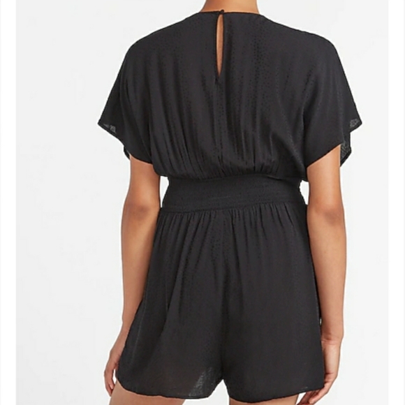 Black Smocked Waist Romper - Picture 2 of 4